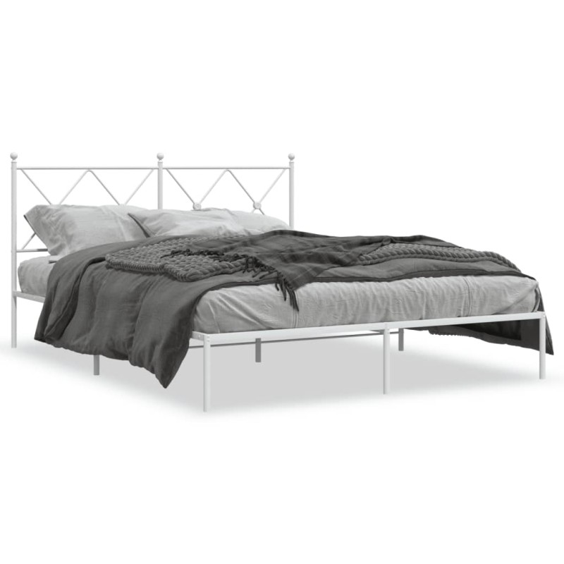 vidaXL Estructura de cama con cabecero metal blanca 160x200 cm