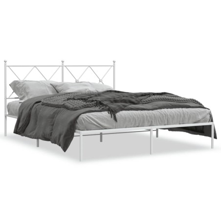 vidaXL Estructura de cama con cabecero metal blanca 160x200 cm
