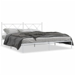 vidaXL Estructura de cama de metal con cabecero blanco 183x213 cm