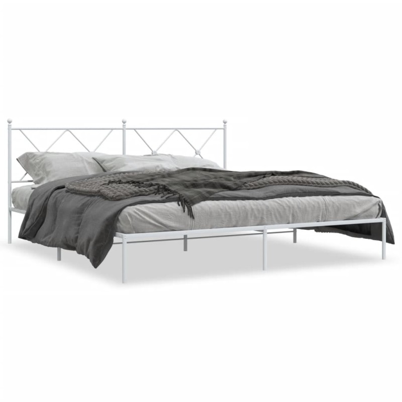 vidaXL Estructura de cama de metal con cabecero blanco 183x213 cm