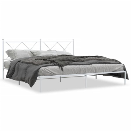 vidaXL Estructura de cama de metal con cabecero blanco 183x213 cm