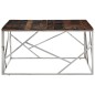 vidaXL Mesa de centro acero inoxidable madera maciza traviesa plateado vidaXL Mesa de centro acero inoxidable madera maciza traviesa plateado