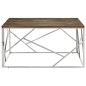 vidaXL Mesa de centro acero inoxidable y madera reciclada plateado vidaXL Mesa de centro acero inoxidable y madera reciclada plateado