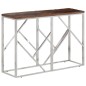 vidaXL Mesa consola acero inoxidable madera maciza traviesa plateado vidaXL Mesa consola acero inoxidable madera maciza traviesa plateado