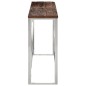 vidaXL Mesa consola acero inoxidable madera maciza traviesa plateado vidaXL Mesa consola acero inoxidable madera maciza traviesa plateado