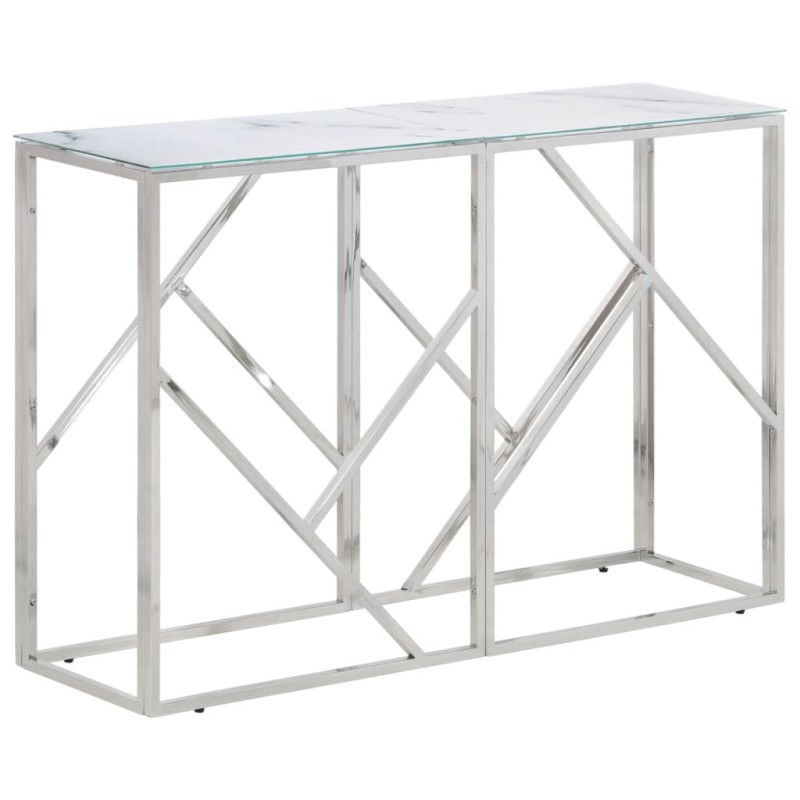 vidaXL Mesa consola acero inoxidable plateado y vidrio templado vidaXL Mesa consola acero inoxidable plateado y vidrio templado