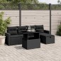 vidaXL Set de sofás de jardín 6 piezas y cojines ratán sintético negro vidaXL Set de sofás de jardín 6 piezas y cojines ratán sintético negro