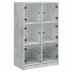 vidaXL Aparador alto con puertas madera gris hormigón 68x37x109 cm