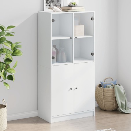 vidaXL Aparador alto con puertas madera ingeniería blanco 68x37x142 cm