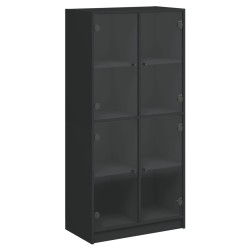 vidaXL Aparador alto con puertas madera ingeniería negro 68x37x142 cm