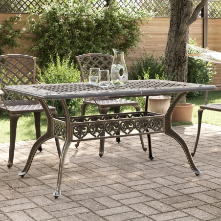 vidaXL Mesa de jardín aluminio fundido bronce 150x90x72 cm