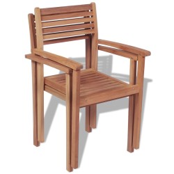 vidaXL Sillas apilables de jardín 2 unidades madera maciza de teca
