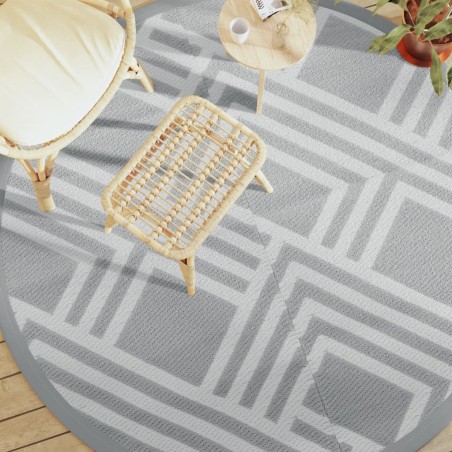vidaXL Alfombra de exterior PP gris Ø200 cm