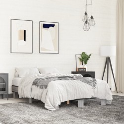 vidaXL Estructura cama madera ingeniería metal gris Sonoma 140x200 cm