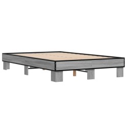 vidaXL Estructura cama madera ingeniería metal gris Sonoma 140x200 cm