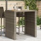 vidaXL Mesa de jardín superficie de madera ratán PE gris 105x80x110cm