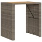 vidaXL Mesa de jardín superficie de madera ratán PE gris 105x80x110cm