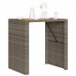 vidaXL Mesa de jardín superficie de madera ratán PE gris 105x80x110cm