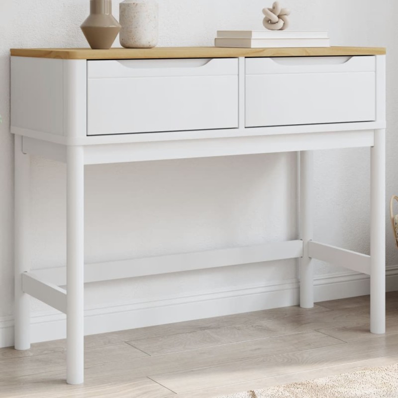 vidaXL Mesa consola FLORO madera maciza de pino blanco 89,5x36,5x73 cm vidaXL Mesa consola FLORO madera maciza de pino blanco 89,5x36,5x73 cm