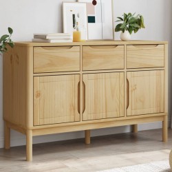 vidaXL Aparador FLORO madera maciza de pino marrón cera 114x43x74 cm