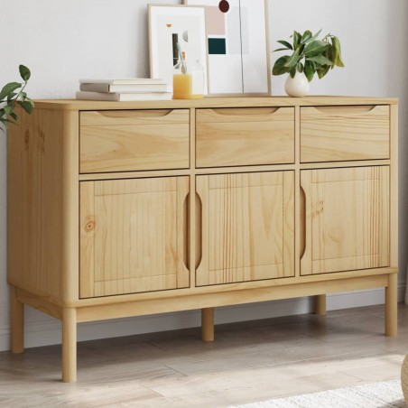 vidaXL Aparador FLORO madera maciza de pino marrón cera 114x43x74 cm