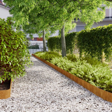 vidaXL Bordes de césped acero corten flexible 10 piezas 15x103 cm