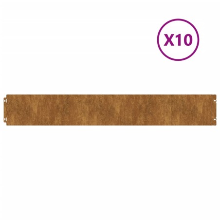 vidaXL Bordes de césped acero corten flexible 10 piezas 15x103 cm