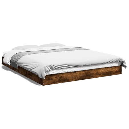 vidaXL Estructura de cama madera de ingeniería roble ahumado 150x200cm