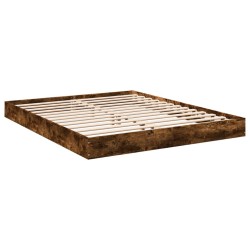 vidaXL Estructura de cama madera de ingeniería roble ahumado 150x200cm