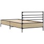 vidaXL Estructura cama madera ingeniería metal roble Sonoma 75x190 cm vidaXL Estructura cama madera ingeniería metal roble Sonoma 75x190 cm