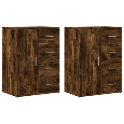 vidaXL Aparadores 2 uds madera de ingeniería roble ahumado 59x39x80 cm