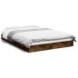vidaXL Estructura de cama madera de ingeniería roble ahumado 140x190cm vidaXL Estructura de cama madera de ingeniería roble ahumado 140x190cm