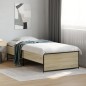 vidaXL Estructura cama madera ingeniería metal roble Sonoma 100x200 cm vidaXL Estructura cama madera ingeniería metal roble Sonoma 100x200 cm