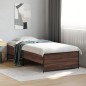 vidaXL Estructura cama madera ingeniería metal marrón roble 100x200 cm vidaXL Estructura cama madera ingeniería metal marrón roble 100x200 cm
