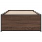 vidaXL Estructura cama madera ingeniería metal marrón roble 100x200 cm vidaXL Estructura cama madera ingeniería metal marrón roble 100x200 cm