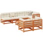 vidaXL Juego de sofás de jardín 8 pzas madera maciza pino marrón cera vidaXL Juego de sofás de jardín 8 pzas madera maciza pino marrón cera