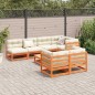 vidaXL Juego de sofás de jardín 8 pzas madera maciza pino marrón cera vidaXL Juego de sofás de jardín 8 pzas madera maciza pino marrón cera