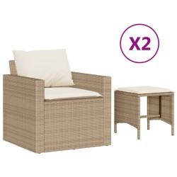 vidaXL Juego de sofás jardín con cojines 4 pzas ratán sintético beige