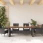 vidaXL Mesa de jardín superficie madera acacia ratán negro 240x90x75cm vidaXL Mesa de jardín superficie madera acacia ratán negro 240x90x75cm
