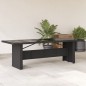 vidaXL Mesa de jardín superficie de vidrio ratán PE negro 240x90x75 cm vidaXL Mesa de jardín superficie de vidrio ratán PE negro 240x90x75 cm