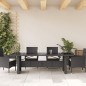 vidaXL Mesa de jardín superficie de vidrio ratán PE negro 240x90x75 cm vidaXL Mesa de jardín superficie de vidrio ratán PE negro 240x90x75 cm