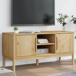 vidaXL Mueble de TV FLORO madera maciza pino marrón cera 114x43x55 cm