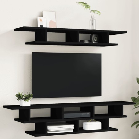 vidaXL Muebles de TV de pared madera de ingeniería negro