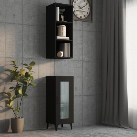 vidaXL Armario de pared madera contrachapada negro 34,5x32,5x90 cm