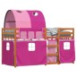 vidaXL Litera con cortinas madera maciza de pino rosa 75x190 cm vidaXL Litera con cortinas madera maciza de pino rosa 75x190 cm