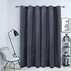 vidaXL Cortina opaca y anillas de metal terciopelo antracita 290x245cm