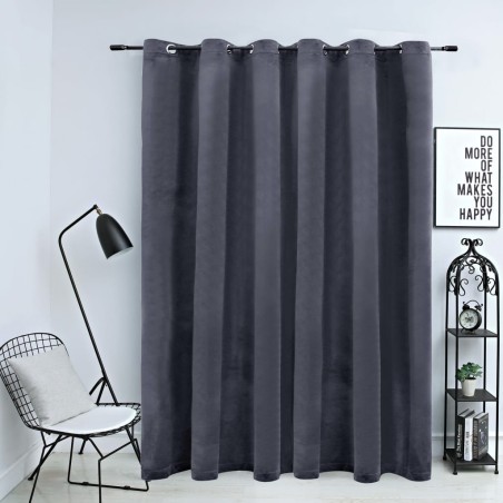 vidaXL Cortina opaca y anillas de metal terciopelo antracita 290x245cm