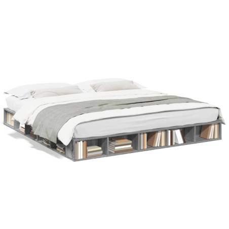 vidaXL Estructura de cama madera de ingeniería gris Sonoma 180x200 cm