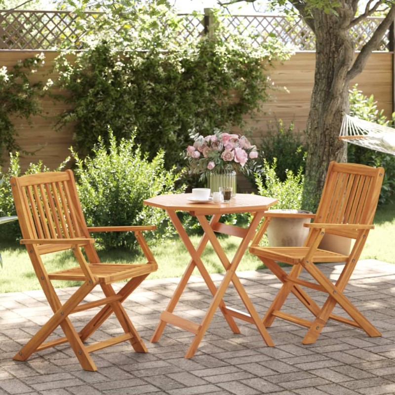 vidaXL Muebles cafetería plegables 3 pzas madera maciza acacia vidaXL Muebles cafetería plegables 3 pzas madera maciza acacia
