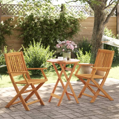 vidaXL Juego bistró pleglable 3 piezas madera maciza acacia